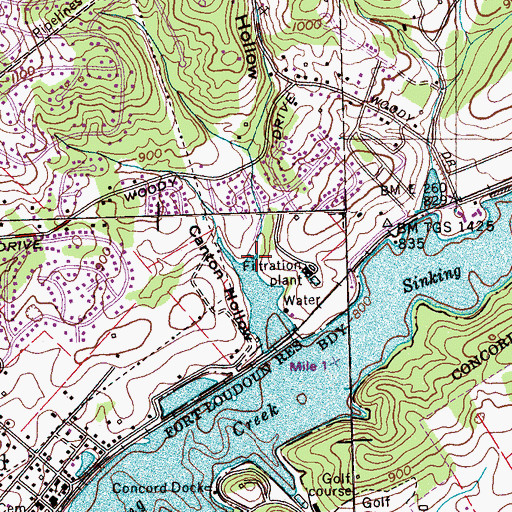 Topographic Map of Canton Hollow, TN