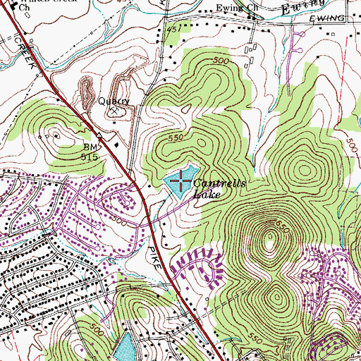 Topographic Map of Cantrells Lake, TN