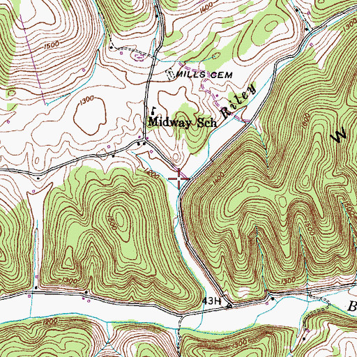 Topographic Map of Cantwell Valley, TN