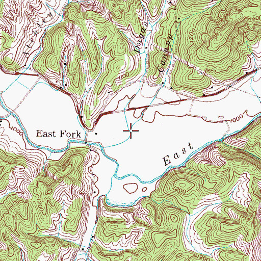 Topographic Map of Canupp Branch, TN