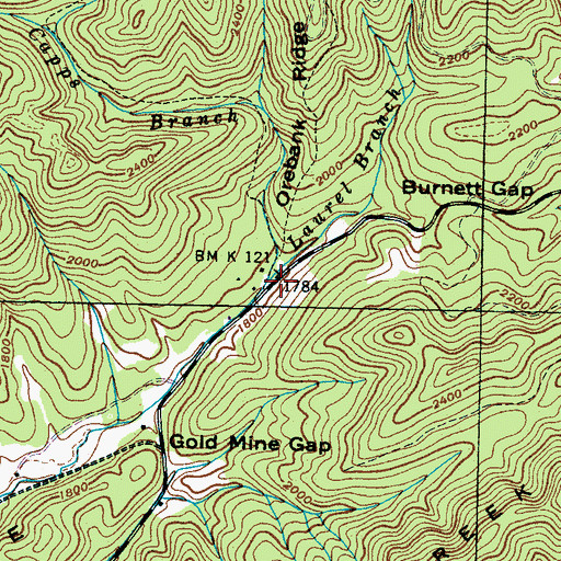 Topographic Map of Capps Branch, TN