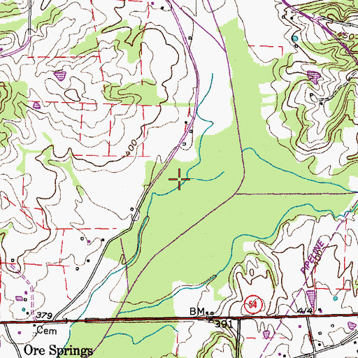 Topographic Map of Capps Branch, TN