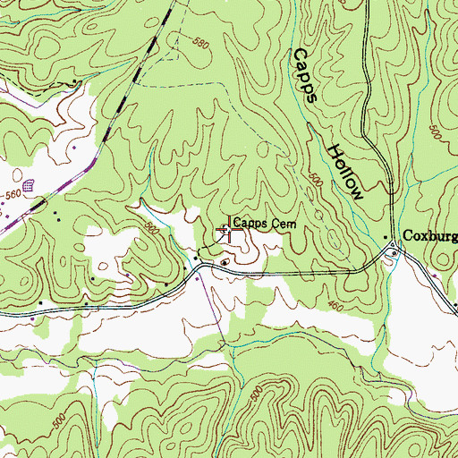 Topographic Map of Capps Cemetery, TN