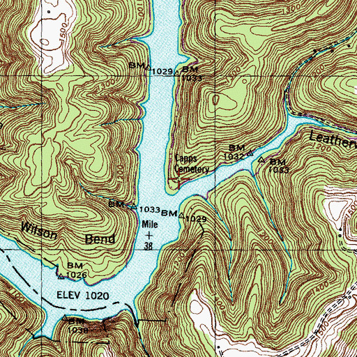 Topographic Map of Capps Cemetery, TN
