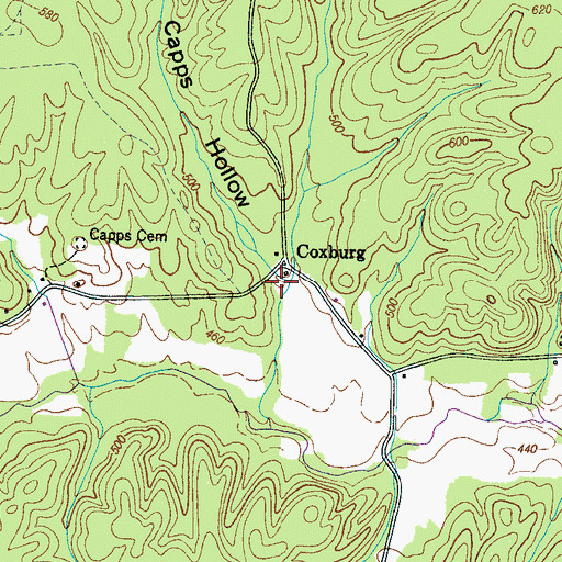 Topographic Map of Capps Hollow, TN
