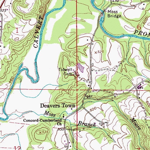Topographic Map of Tidwell Cemetery, AL