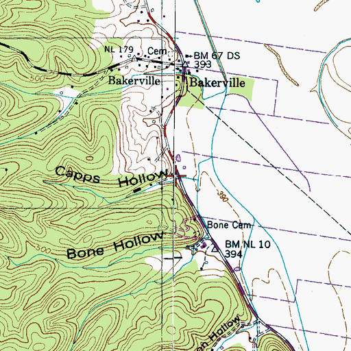 Topographic Map of Capps Hollow, TN