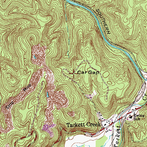 Topographic Map of Car Gap, TN