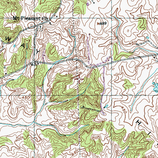 Topographic Map of Caraway Hills, TN