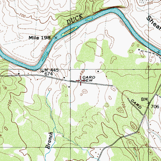 Topographic Map of Card Cemetery, TN