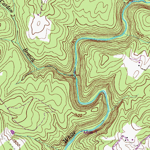 Topographic Map of Carden Branch, TN