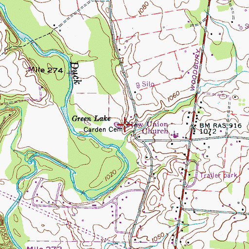 Topographic Map of Carden Cemetery, TN