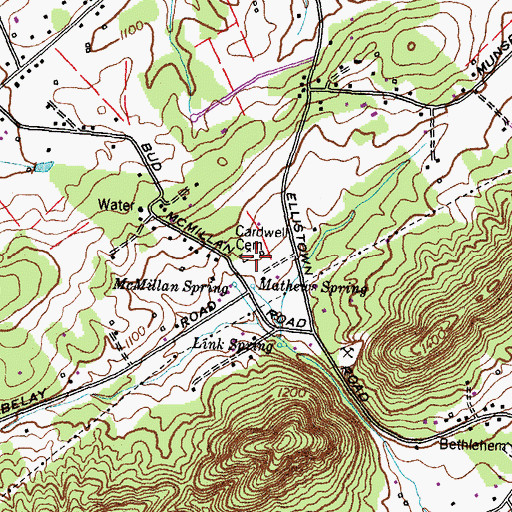 Topographic Map of Cardwell Cemetery, TN