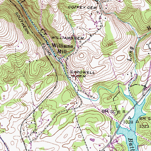 Topographic Map of Cardwell Cemetery, TN