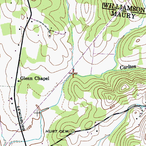 Topographic Map of Carlton Branch, TN