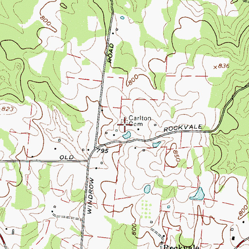 Topographic Map of Carlton Cemetery, TN