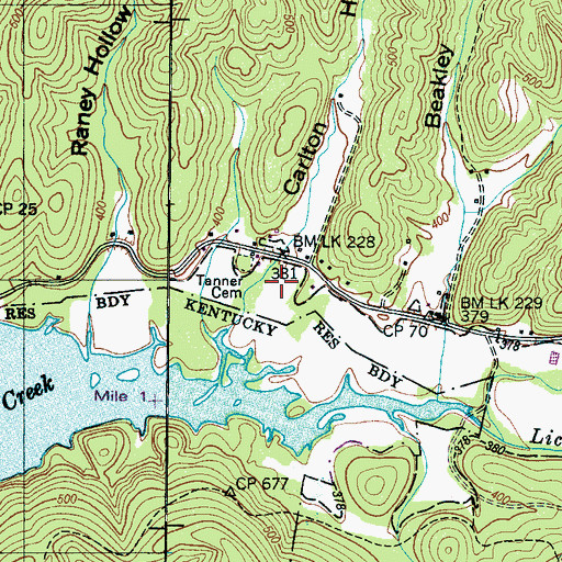 Topographic Map of Carlton Hollow, TN