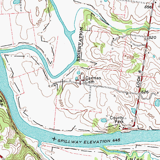 Topographic Map of Carman Cemetery, TN