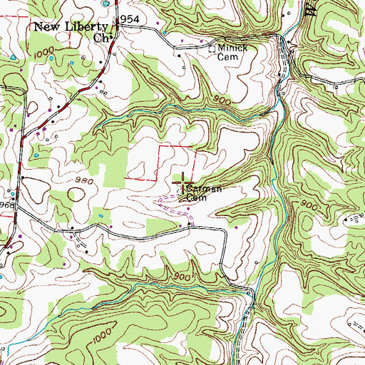 Topographic Map of Carman Cemetery, TN