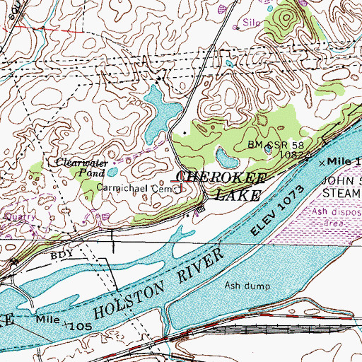 Topographic Map of Carmichael Cemetery, TN