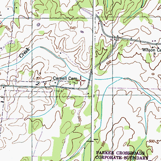 Topographic Map of Carnell Cemetery, TN