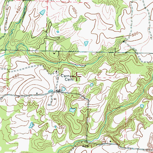 Topographic Map of Carnes Cemetery, TN