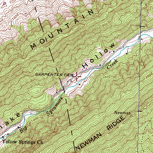 Topographic Map of Carpenter Cemetery, TN