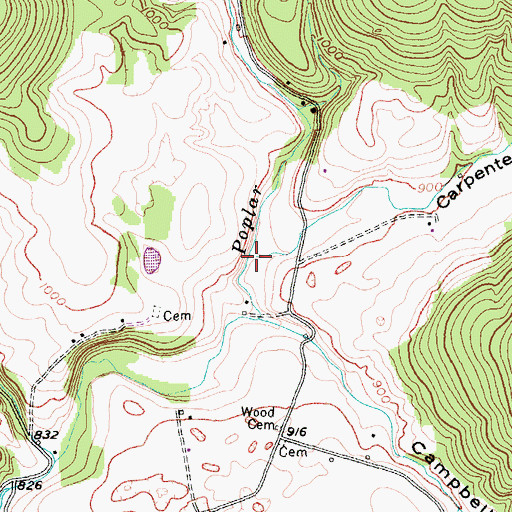 Topographic Map of Carpenter Hollow, TN