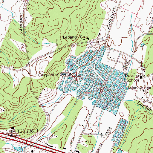 Topographic Map of Carpenter Spring, TN