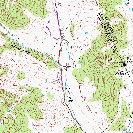 Topographic Map of Carr Branch, TN
