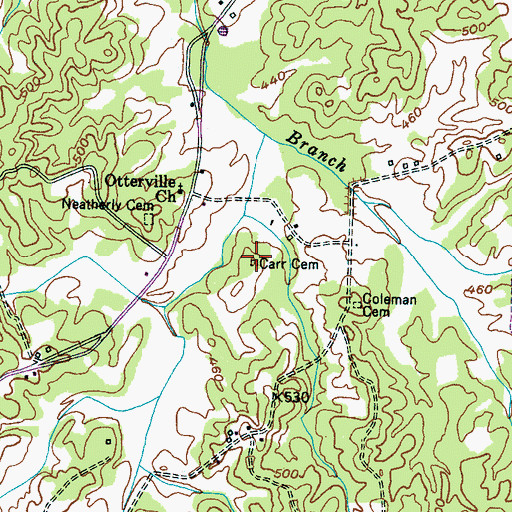 Topographic Map of Carr Cemetery, TN