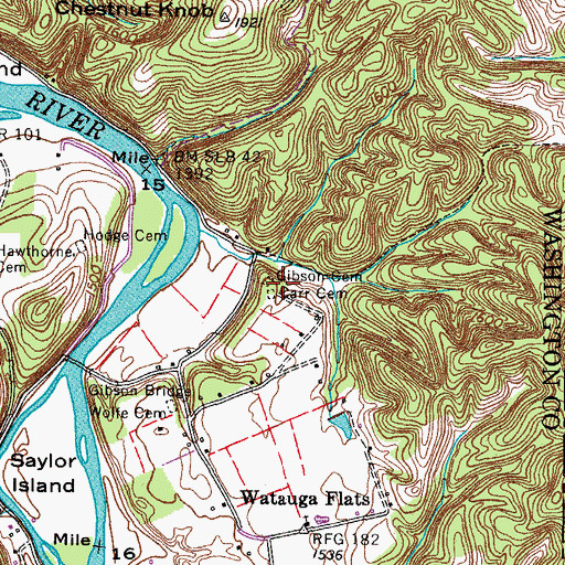 Topographic Map of Carr Cemetery, TN