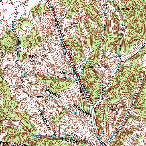 Topographic Map of Carr Cemetery, TN
