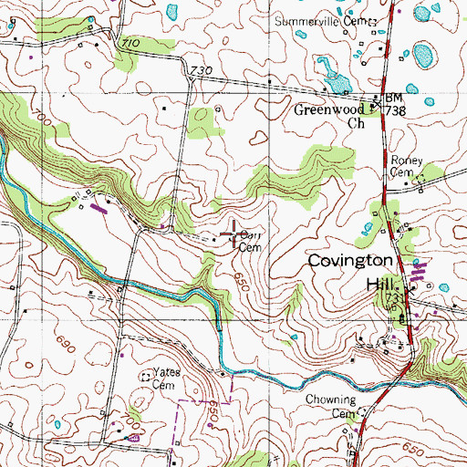 Topographic Map of Carr Cemetery, TN