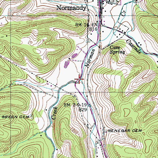 Topographic Map of Carr Creek, TN