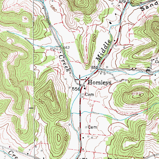 Topographic Map of Carr Creek, TN
