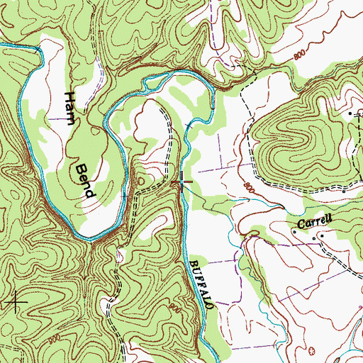 Topographic Map of Carrell Branch, TN