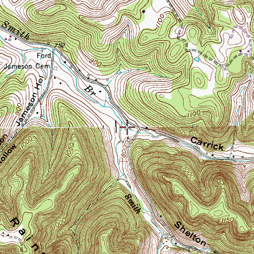Topographic Map of Carrick Hollow, TN