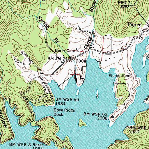 Topographic Map of Carriger Spring Branch, TN