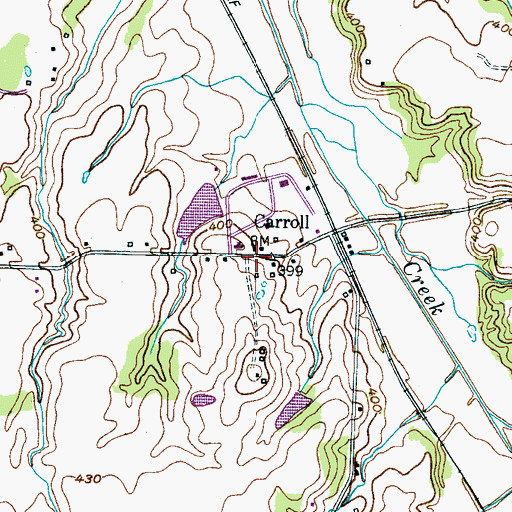 Topographic Map of Carroll, TN