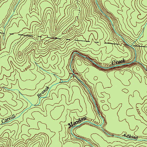 Topographic Map of Carroll Branch, TN