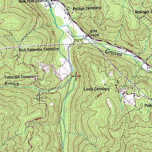 Topographic Map of Carroll Branch, TN