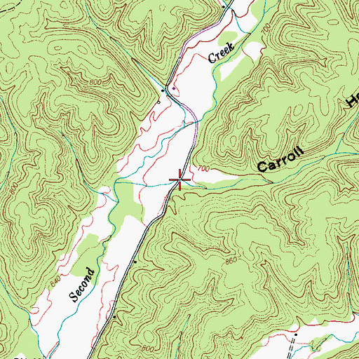 Topographic Map of Carroll Hollow, TN