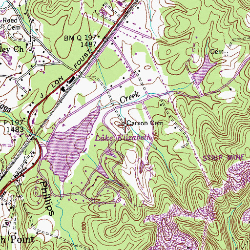 Topographic Map of Carson Cemetery, TN