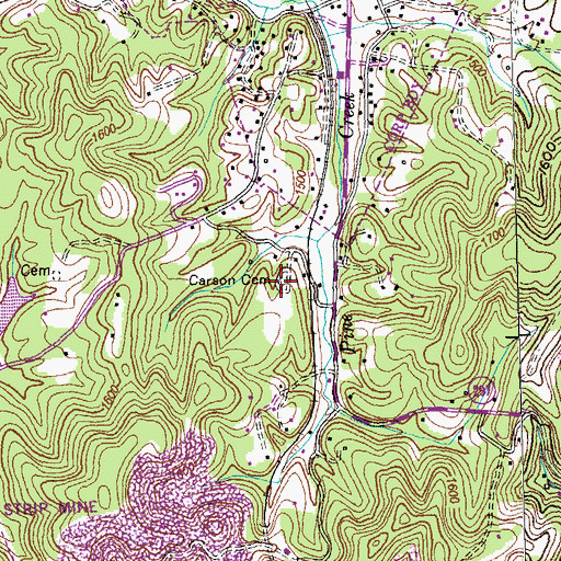 Topographic Map of Carson Cemetery, TN