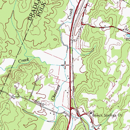 Topographic Map of Carson Creek, TN