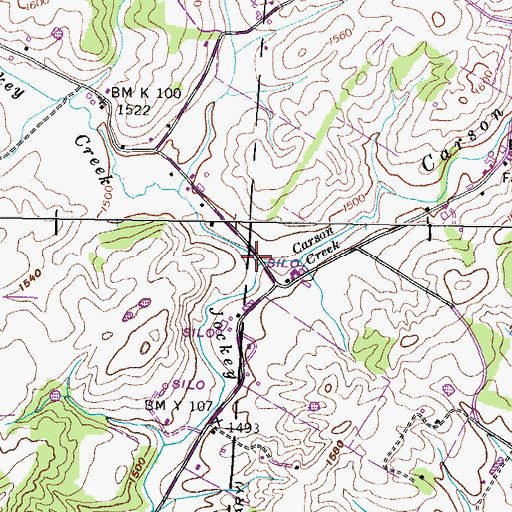 Topographic Map of Carson Creek, TN