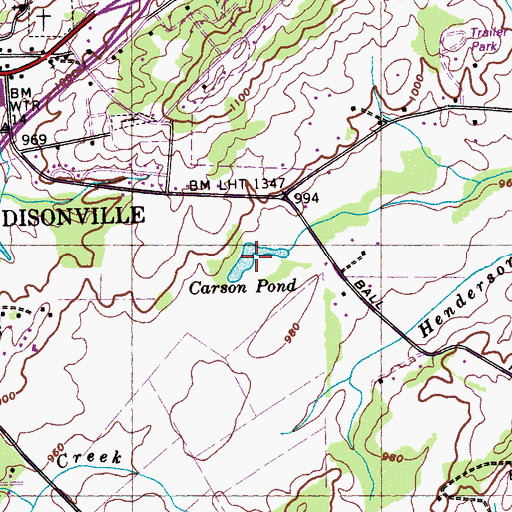 Topographic Map of Carson Pond, TN