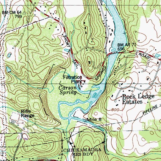 Topographic Map of Carson Spring, TN
