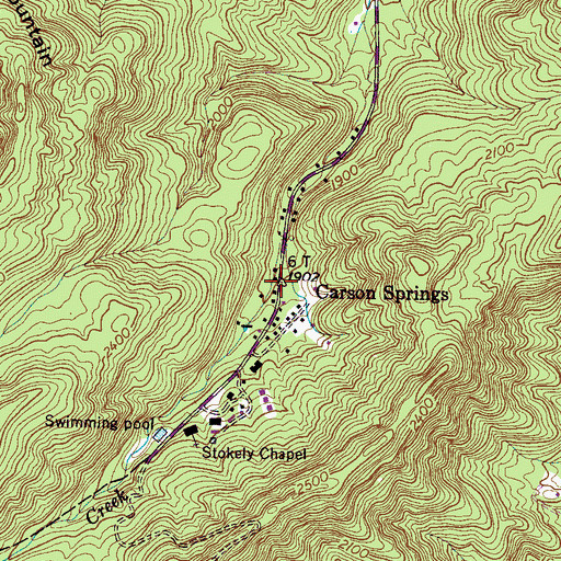 Topographic Map of Carson Springs, TN